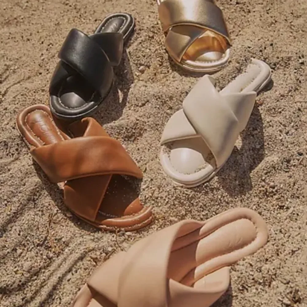 J. Crew Menorca padded cross-strap sandals in leather. Size 8. NWT, NIB.
